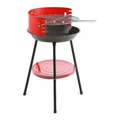 Barbecue à charbon rond 41x70 cm avec couvercle et roulettes Grille barbecue  pour jardin et camping - Cablematic